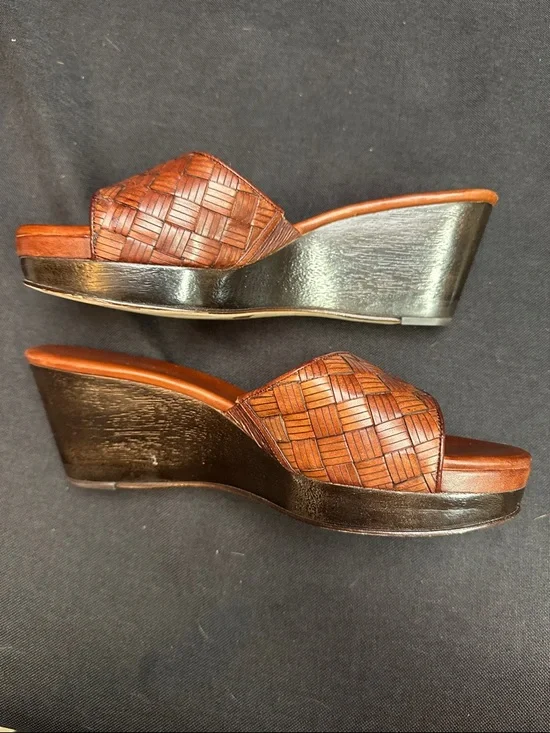 Cole Haan Brown Woven Leather Slide Sandals Woman’s 8 - Picture 2 of 11